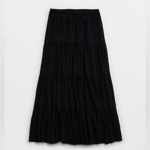 aerie beach club tiered maxi skirt black